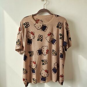 NEW! Hello Kitty Tan Short Sleeve Knit Top